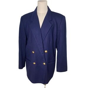 Vintage Casablanca Classic Wool Blazer Nay Gold Crest Button Jacket Preppy 14